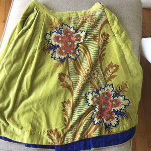 Anthropologie elevenses velvet embroidered skirt